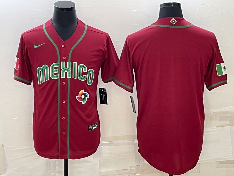 Men 2023 World Cub Mexico Blank Red Nike MLB Jersey6->more jerseys->MLB Jersey